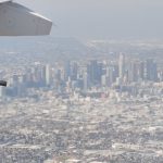 Downtown Los Angeles aus dem Flugzeug kurz vor der Landung